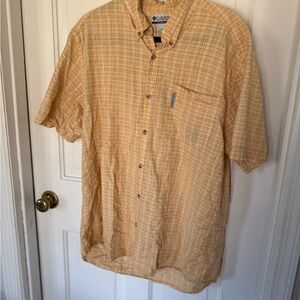 Columbia Men's Tan Plaid Button-Down Shirt